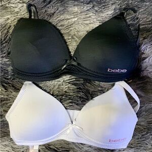 bebe Black & White Seamless T-Shirt Bra Duo Size 30B